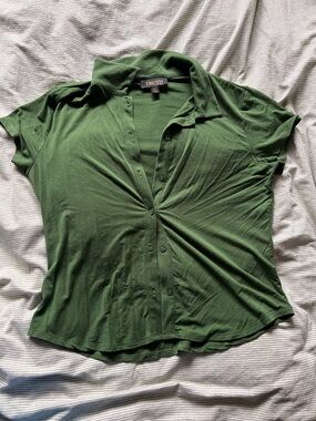 Truth Olive Green Knit Button-Up Top